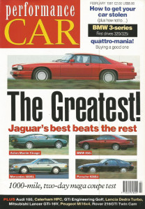 PERFORMANCE CAR 1991 FEB - XJR-S VS 928 S4 VS 500 SL VS 850i, VS VIRAGE